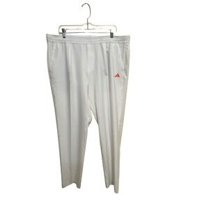 Adidas Mens White Athletic Track Pants with Orange Logo Size 3XL